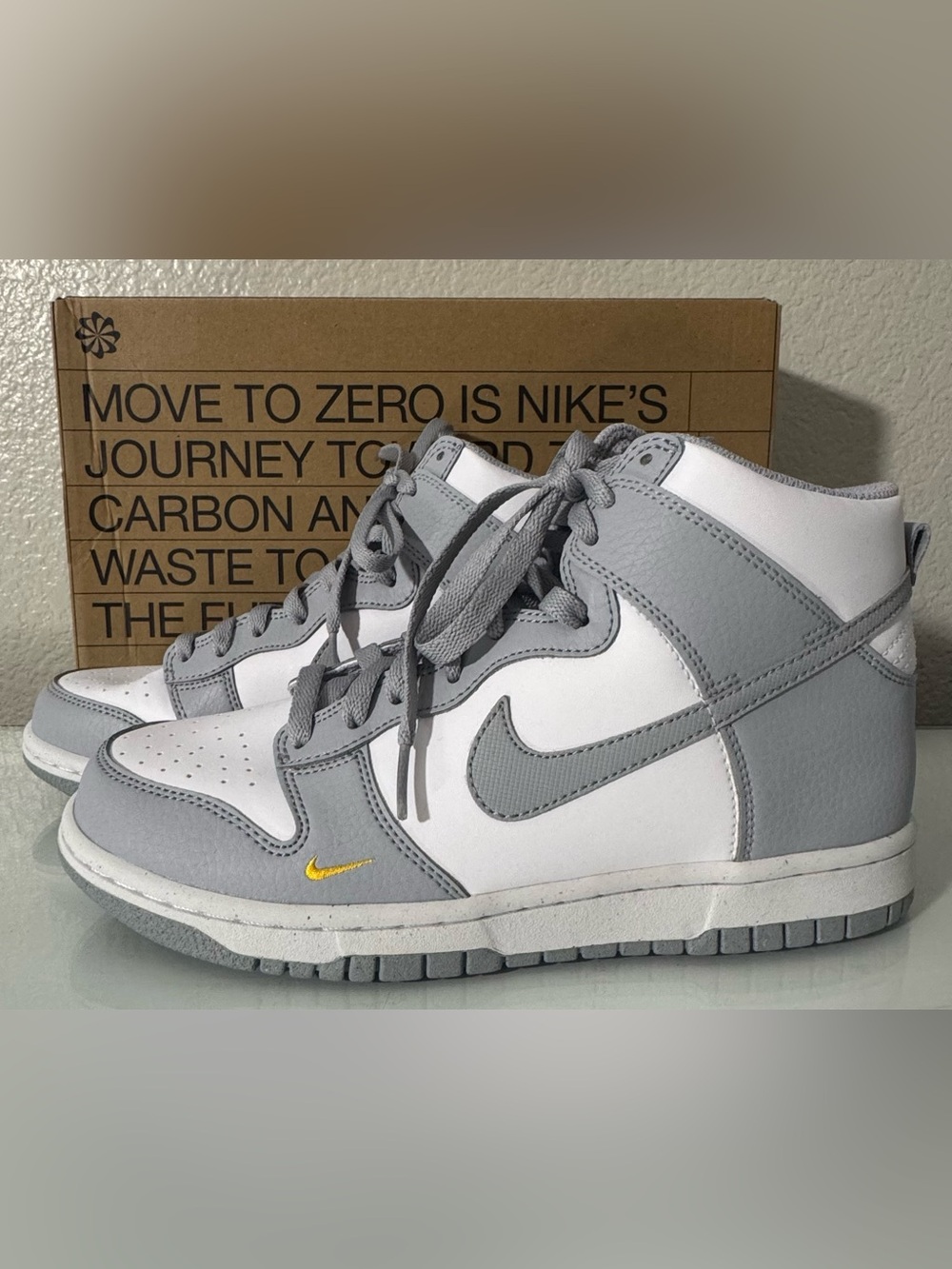 Youth Nike Dunk High Next Nature in White / Wolf Grey in size 6.5